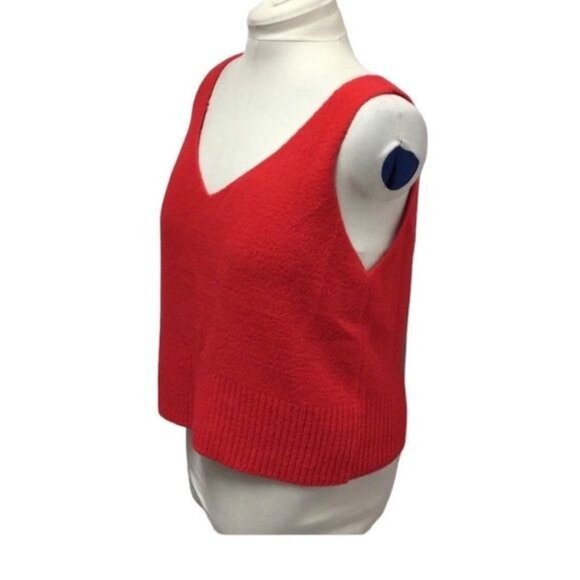 A New Day Women’s Sleeveless V Neck Cropped Knit Top, Red, size XXL - Picture 2 of 7
